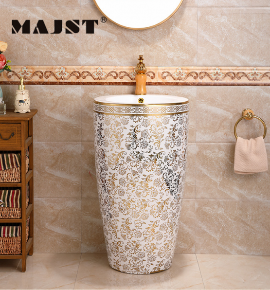 Lavabo trụ đứng vàng đồng L