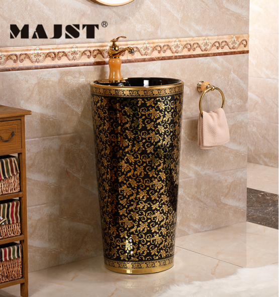Lavabo trụ đứng vàng đồng L